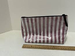 makeup case pink white glitter stripe
