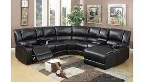 black sectional couch with recliner