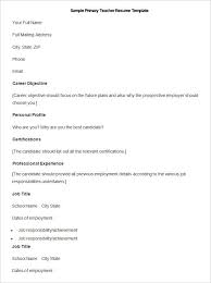 Sample Primary Teacher Resume Template How To Make A Good