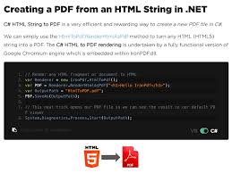 c html to pdf code exles ironpdf