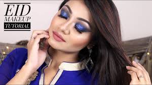 eid makeup 2018 glittery blue smokey