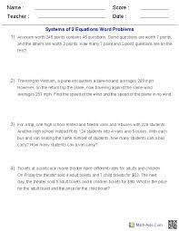 systems of equations word problems