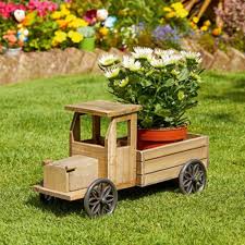 Wooden Truck Planter Decorative