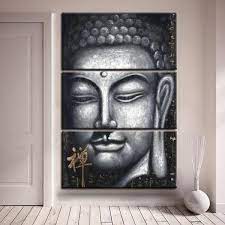 Gray Print Buddha Canvas Wall Art
