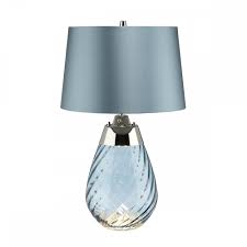 tinted blue glass table lamp with