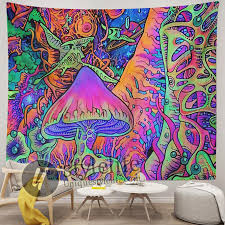 Trippy Mushroom Tapestry Psychedelic