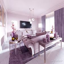 modern art deco living room in lilac