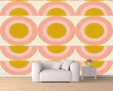 Image of 3D geometric wallpaper in midcentury modern style