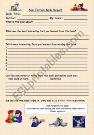 Non Fiction Book Report Form Esl Worksheet By Friedfam