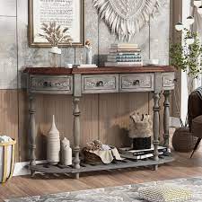Urtr 52 In Antique Gray Curved Console