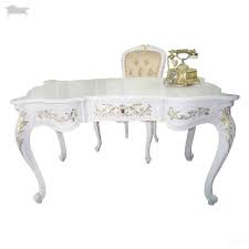 Add to favorites antique french writing desk louis xv style ladies vanity or dressing table rectangular entryway. French Provincial Louis Style Carved Desk 3 Draw White And Gold Antique Reproduction Shop
