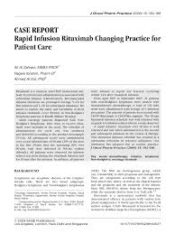 Pdf Rapid Infusion Rituximab Changing Practice For Patient Care