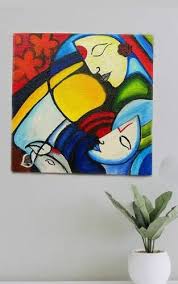 Acrylic On Paper Glass Framed Krishna