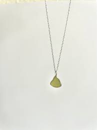 pale olive green sea gl necklace