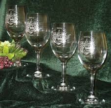 Etched Wine Glasses With Decorative