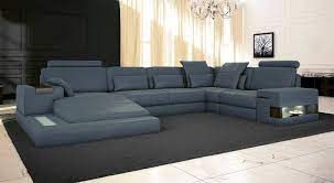 Leather Sectional Chaise Sofa Blue