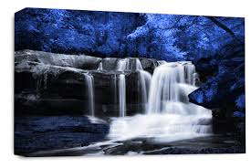 waterfall landscape wall art blue grey