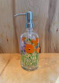 Hand Painted Soap Dispenser With Orange