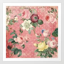 Vintage Rose Garden Art Print By