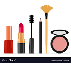 makeup kit on a white care female face