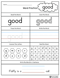 Create worksheets with 9 pictures and a place for students to write in the vocabulary word. High Frequency Word Good Printable Worksheet Myteachingstation Com