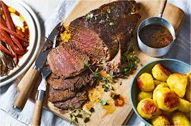 roasted beef with mustard potatoes