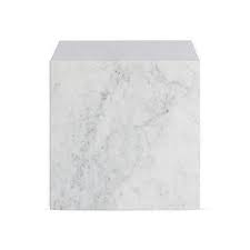 Plinth Square Tall White Marble Side Table