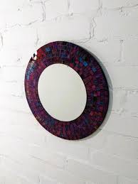 Round Purple Mosaic Mirror 40 Cm