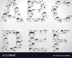Realistic Water Drops Font From A To F
