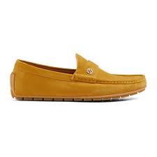 Gucci Mens Full Bottom Yellow Suede Driver Moccasin Loafer