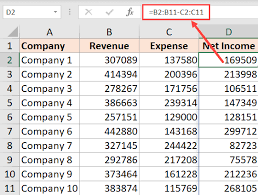 In Excel Subtract Cells Column