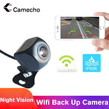 Camecho araç arka görüş kamerası otomobil WiFi kablosuz ters HD 150 derece  gece görüş yedekleme kamera Iphone IOS Android için|Araç Kamerası