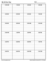 24 hour daily schedule template tim s