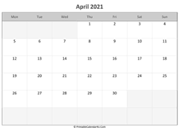 United states edition with federal holidays. April 2021 Calendar Templates