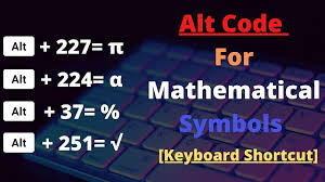 mathematical symbols keyboard shortcut