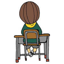 教室の席に座る後ろ姿の男の子のフリーイラスト | フリーイラスト・クラシック（フリクラ）
