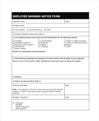 sle employee warning notice forms in