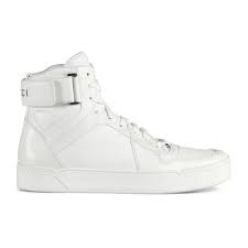Gucci Mens White Gg Soft Leather High Top Sneakers Shoes
