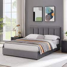 Vecelo Upholstered Bed Frame Gray