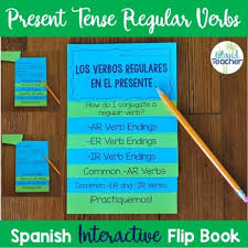 Spanish Present Tense Regular Verbs Interactive Flip Book Editable