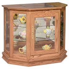 angled small curio cabinet from