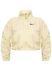 beige cropped jacket with logo nike