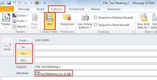 cc or bcc an outlook meeting invitation