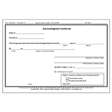 texas acknowledgment certificate pad