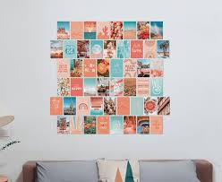 Peach And Teal Aesthetic Wall Collage