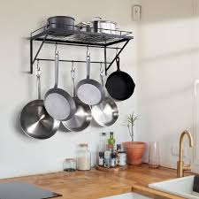 Vevor Pot Rack Wall Mounted 24 Inch Pot And Pan Hanging Rack Pot And Pan Hanger With 12 S Hooks 55 Lbs Loading Weight Ideal For Pans Utensils