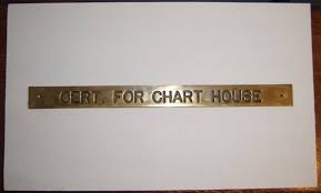 Boat Ship Sign Plate Brass Vintage Cert For Chart House Map Room Hardware Old Vintage Nautical Maritime Salvage