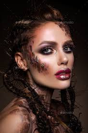 fashion model with bright makeup and
