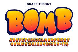 free vector bubble graffiti font alphabet