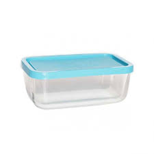 Rectangular Glass Food Container Blue